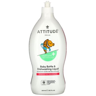 Рідина для миття дитячого посуду ATTITUDE (Baby Bottle & Dishwashing Liquid Fragrance-Free) 700 мл
