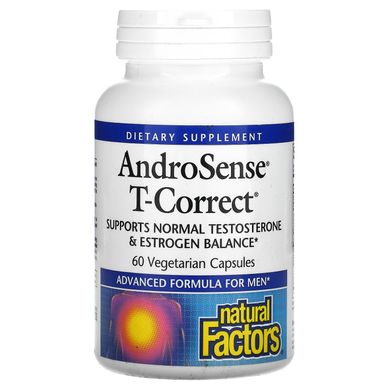 Тестостерон Андросенс ​​Т-коректив, Natural Factors, 60 вегетаріанських капсул