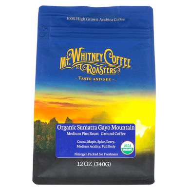 Органічна Суматра, мелена кава, темного обсмаження, Mt Whitney Coffee Roasters, 340 г (12 унцій)