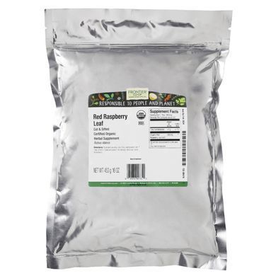 Frontier Natural Products, Органические разрезанные и просеянные листья красной малины, 16 унций (453 г) купить в Киеве и Украине
