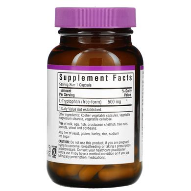 Триптофан Bluebonnet Nutrition (L-Tryptophan) 500 мг 60 капсул