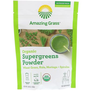 Органічний порошок SuperGreens, Amazing Grass, 150 г