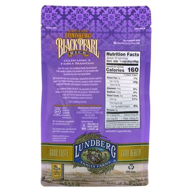 Lundberg, Органічний, чорний рис перлинний, 1 фунт (454 г)