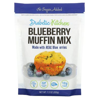 Суміш для маффінів з лохиною Diabetic Kitchen (Blueberry Muffin Mix) 203 г