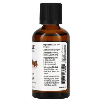 Эфирное масло гвоздики Now Foods (Essential Oils Clove Oil Balancing Aromatherapy Scent) 59 мл купить в Киеве и Украине