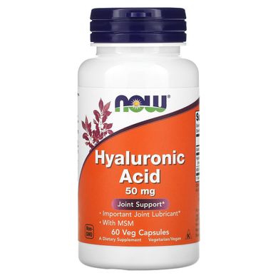 Гіалуронова кислота Now Foods (Hyaluronic Acid) 50 мг 60 капсул