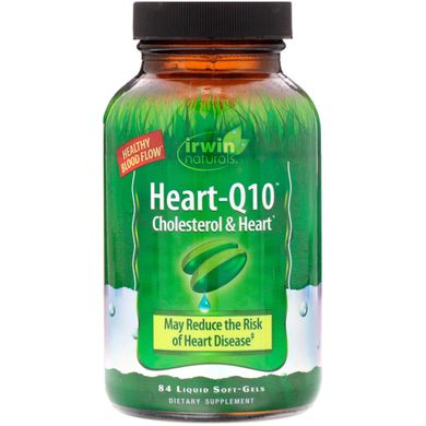 Heart-Q10, Холестерин і серце, Irwin Naturals, 84 м'які капсули з рідким наповнювачем