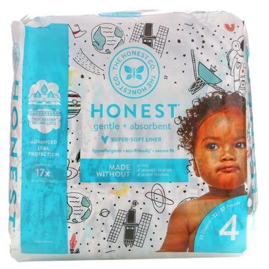 Підгузки, Honest Diapers, Розмір 4, 22 - 37 фунтів, космічна подорож, The Honest Company, 23 підгузника
