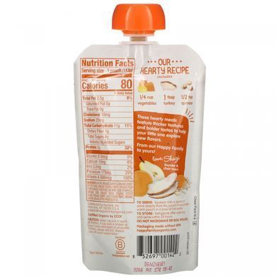 Childrens food hearty dishes Happy Family Organics (Inc. Happy Baby Super Salmon Stage 3) 113 g