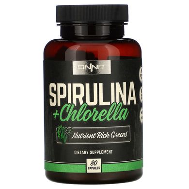 Спіруліна та Хлорелла Onnit (Spirulina + Chlorella) 80 капсул