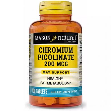 Хром Піколинат Mason Natural (Chromium Picolinate) 200 мкг 100 таблеток