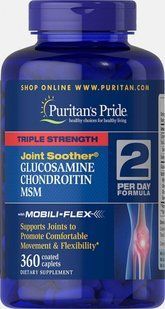 Тройная сила глюкозамина, хондроитина и MSM Joint Soother&reg;, Triple Strength Glucosamine, Chondroitin & MSM Joint Soother&reg;, Puritan's Pride, 360 таблеток купить в Киеве и Украине