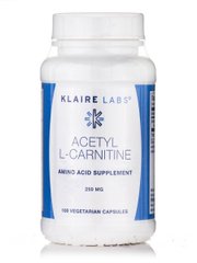 Ацетил-Л-карнитин Klaire Labs (Acetyl L-Carnitine) 250 мг 100 вегетарианских капсул купить в Киеве и Украине