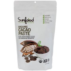 Сырая органическая какао-паста, Sunfood, 1 фунт (454 г) купить в Киеве и Украине