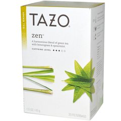 Дзен, зелений чай, Tazo Teas, 20 чайних пакетиків з фільтром, 15 унцій (43 г)