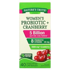 Nature's Truth, Жіночий пробіотик + журавлина, 40 вегетаріанських капсул