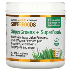 Суперзелень та суперфуд California Gold Nutrition (Supergreens + Superfoods) 182 г