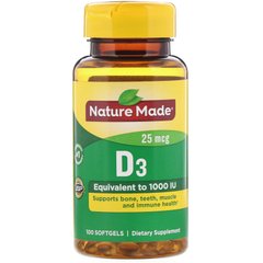Вітамін Д3 Nature Made (Vitamin D3) 1000 МО 90 + 10 капсул