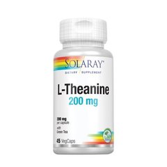 L-теанин с зеленым чаем, L-Theanine, Solaray, 200 мг, 45 вегетарианских капсул купить в Киеве и Украине