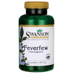 Пиретрум дівочий, Feverfew, Swanson, 380 мг, 100 капсул