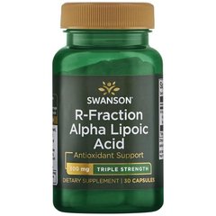 Альфа-ліпоєва кислота R-фракції - потрійна сила, R-Fraction Alpha Lipoic Acid - Triple Strength, Swanson, 300 мг 30 капсул