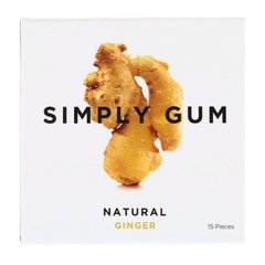 Жувальна гумка, Натуральний імбир, Simply Gum, 15 штук