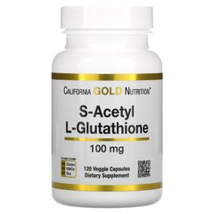 Ацетил-Л-глутатіон California Gold Nutrition (S-Acetyl L-Glutathione) 100 мг 120 рослинних капсул