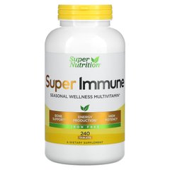 «Супер імунітет», мультивітаміни для зміцнення імунітету, без заліза, Super Nutrition, 240 таблеток