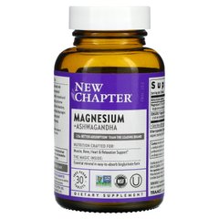 Магній + ашваганда, Magnesium + Ashwagandha, New Chapter, 30 вегетаріанських таблеток