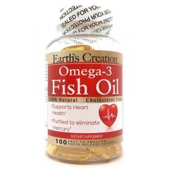 Омега-3 риб'ячий жир Earth's Creation (Omega-3 Fish Oil) 1000 мг 100 капсул