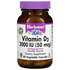 Витамин Д3 Bluebonnet Nutrition (Vitamin D3) 2000 МЕ 90 вегетарианских капсул купить в Киеве и Украине
