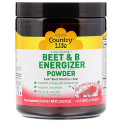 Вітамін В комплекс зі смаком кавуна Country Life (Beet & B Energizer Powder) 99.6 г