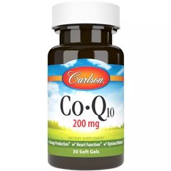 Коэнзим Q10 Carlson Labs (CoQ10) 200 мг 30 гелевых капсул купить в Киеве и Украине
