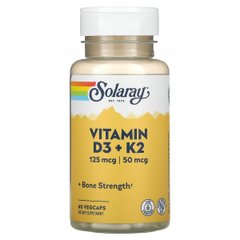 Витамин Д3 + К2 без сои Solaray (Vitamin D3 + K2) 60 вегетарианских капсул купить в Киеве и Украине