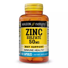 Цинк Сульфат Mason Natural (Zinc Sulfate) 50 мг 100 капсул купить в Киеве и Украине