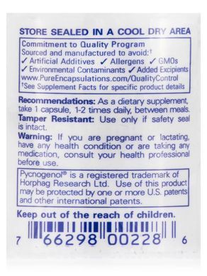 Пікногенол Pure Encapsulations (Pycnogenol) 100 мг 30 капсул