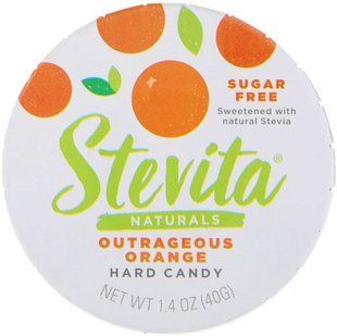 Naturals, sugar-free candies, outrageous orange, Stevita, 40 g