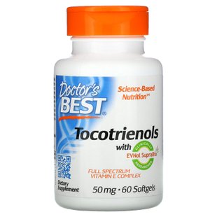 Витамин Е и токотриенолы Doctor's Best (Tocotrienols with EVNol SupraBio) 50 мг 60 капсул купить в Киеве и Украине