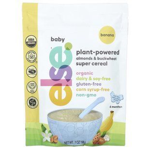 Else, Baby, Plant-Powered Almonds & Buckwheat Super Cereal, 6 Months+, Banana, 7 oz (198 g) купить в Киеве и Украине