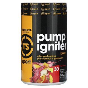Top Secret Nutrition, Sport, Pump Igniter, Black, Ultra Performing Pre-Workout, Fruit Punch, 15.8 oz (450 g)