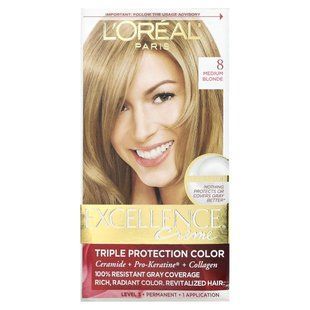 L'Or&eacute;al, Excellence Creme, Triple Protection Color, 8 Medium Blonde, 1 Application купить в Киеве и Украине
