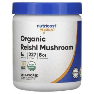 Органічний гриб рейші в порошку Nutricost (Organic Reishi Mushroom Powder) 227 г без смаку