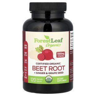 Forest Leaf, Certified Organic Beet Root + Ginger & Grape Seed, 120 Vegetable Capsules купить в Киеве и Украине