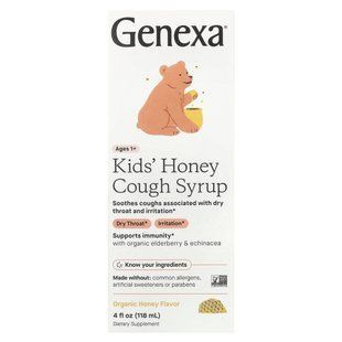 Genexa, Childrens Honey Cough Syrup, Organic Honey, 4 fl oz (118 ml)