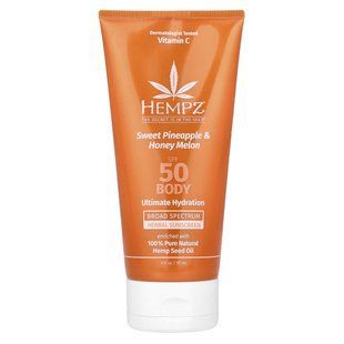 Hempz, Herbal Body Sunscreen, SPF 50, Sweet Pineapple & Honey Melon, 6 fl oz (177 ml) купить в Киеве и Украине