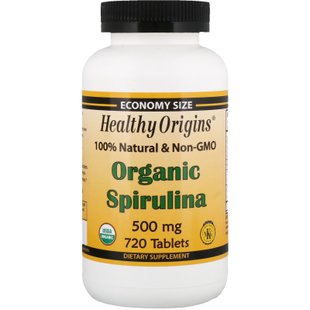 Органическая спирулина, Organic Spirulina, Healthy Origins, 500 мг, 720 таблеток купить в Киеве и Украине