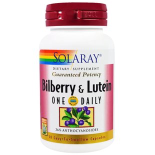 Черника и лютеин Solaray (Bilberry Lutein One Daily) 30 капсул купить в Киеве и Украине