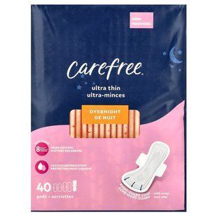 Carefree, Ultra Thin, Overnight with Wings, 40 Pads купить в Киеве и Украине
