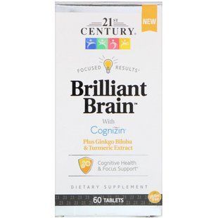 Витамины для мозга, блестящий мозг, Brilliant Brain, 21st Century, 60 таблеток купить в Киеве и Украине