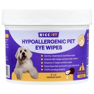 HICC Pet, гипоаллергенные салфетки для глаз, для собак и кошек, с кокосом, 100 шт. купить в Киеве и Украине